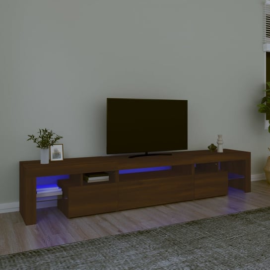 vidaXL Szafka pod TV z oświetleniem LED, brązowy dąb, 215x36,5x40 cm vidaXL