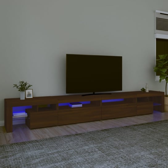 vidaXL Szafka pod TV z oświetleniem LED, brązowy dąb, 290x36,5x40 cm vidaXL
