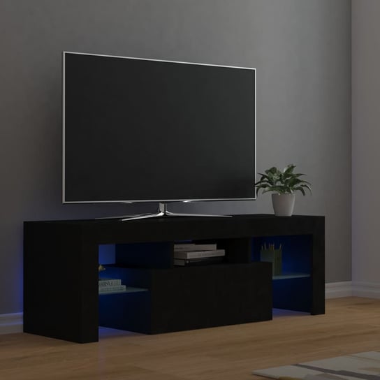 vidaXL Szafka pod TV z oświetleniem LED, czarna, 120x35x40 cm vidaXL