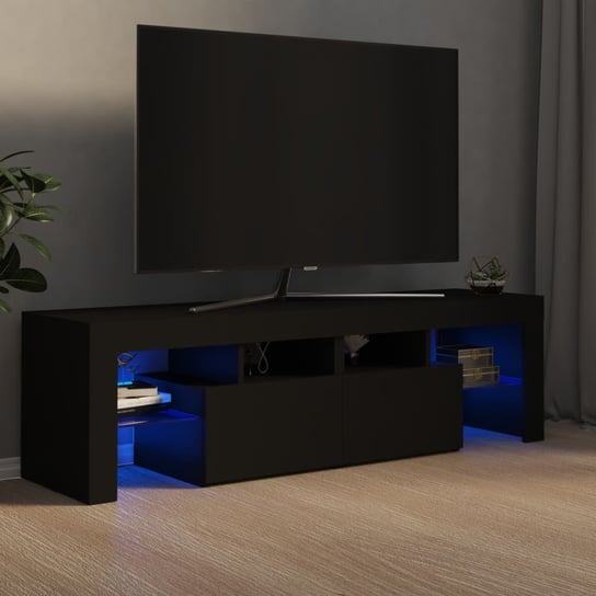 vidaXL Szafka pod TV z oświetleniem LED, czarna, 140x36,5x40 cm vidaXL