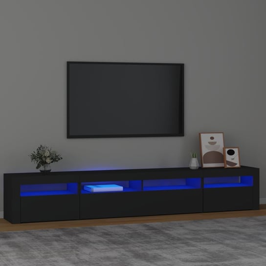 vidaXL Szafka pod TV z oświetleniem LED, czarna, 240x35x40 cm vidaXL