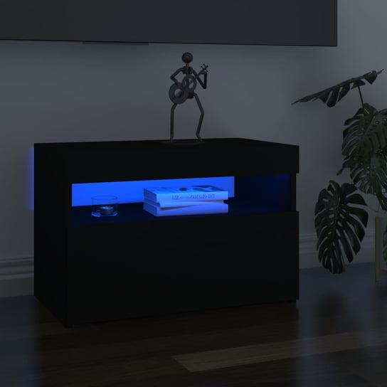 vidaXL Szafka pod TV z oświetleniem LED, czarna, 60x35x40 cm vidaXL