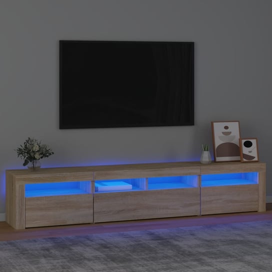 vidaXL Szafka pod TV z oświetleniem LED, dąb sonoma, 210x35x40 cm vidaXL