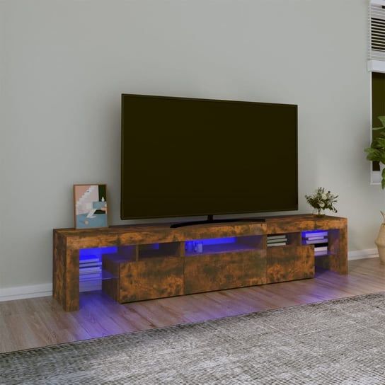 vidaXL Szafka pod TV z oświetleniem LED, opalany dąb 200x36,5x40 cm vidaXL