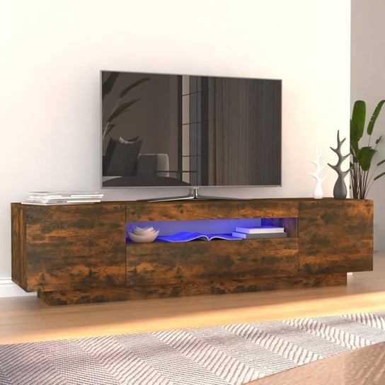 vidaXL Szafka pod TV z oświetleniem LED, przydymiony dąb, 160x35x40 cm vidaXL