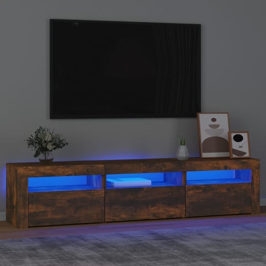 vidaXL Szafka pod TV z oświetleniem LED, przydymiony dąb, 180x35x40 cm vidaXL