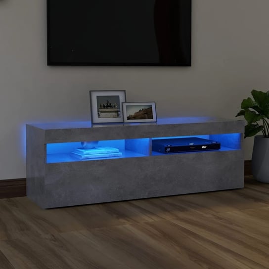 vidaXL Szafka pod TV z oświetleniem LED, szarość betonu, 120x35x40 cm vidaXL