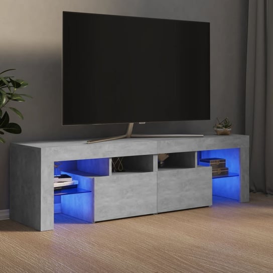 vidaXL Szafka pod TV z oświetleniem LED, szarość betonu 140x36,5x40 cm vidaXL