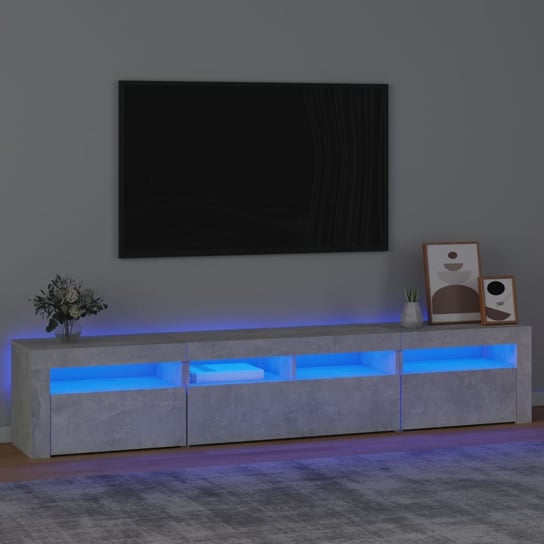 vidaXL Szafka pod TV z oświetleniem LED, szarość betonu, 210x35x40 cm vidaXL