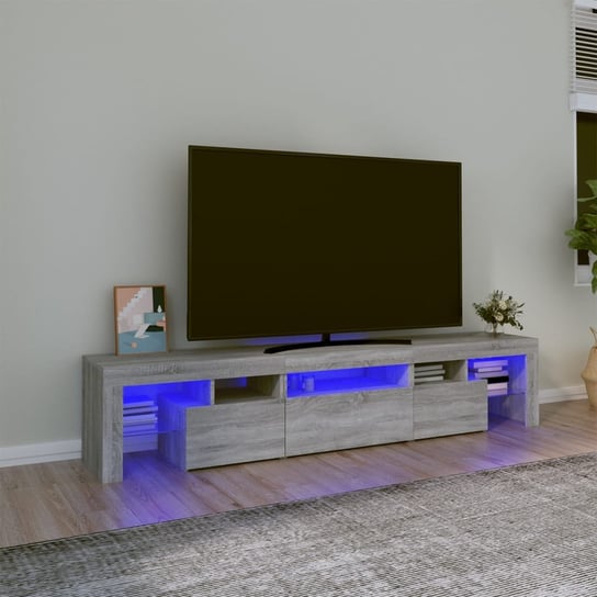 vidaXL Szafka pod TV z oświetleniem LED szary dąb sonoma 200x36,5x40cm vidaXL