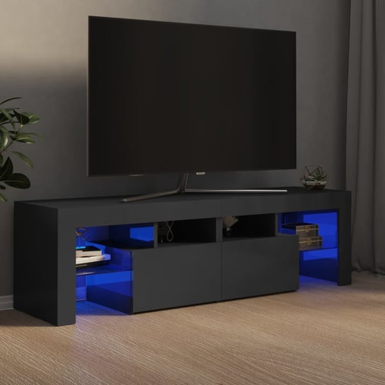 vidaXL Szafka pod TV ze światłem LED, szary z połyskiem 140x36,5x40 cm vidaXL