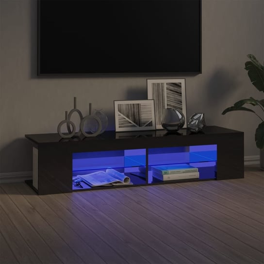 vidaXL Szafka TV z lampkami LED, wysoki połysk, szara, 135x39x30 cm vidaXL