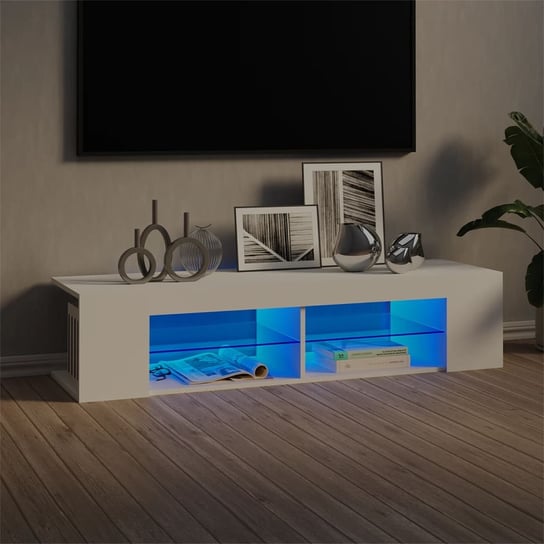 vidaXL Szafka TV z oświetleniem LED, biała, 135x39x30 cm vidaXL