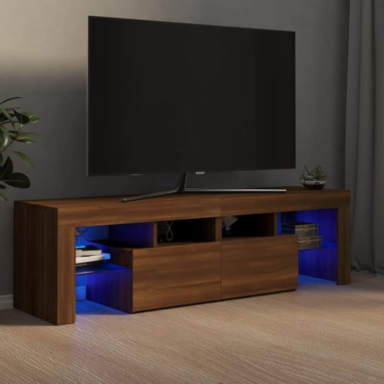 vidaXL Szafka TV z oświetleniem LED, brązowy dąb, 140x36,5x40 cm vidaXL