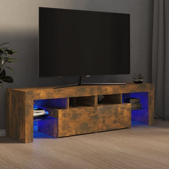 vidaXL Szafka TV z oświetleniem LED, opalany dąb, 140x36,5x40 cm vidaXL