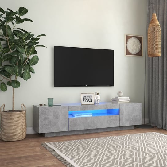 vidaXL Szafka TV z oświetleniem LED, szarość betonu, 160x35x40 cm vidaXL