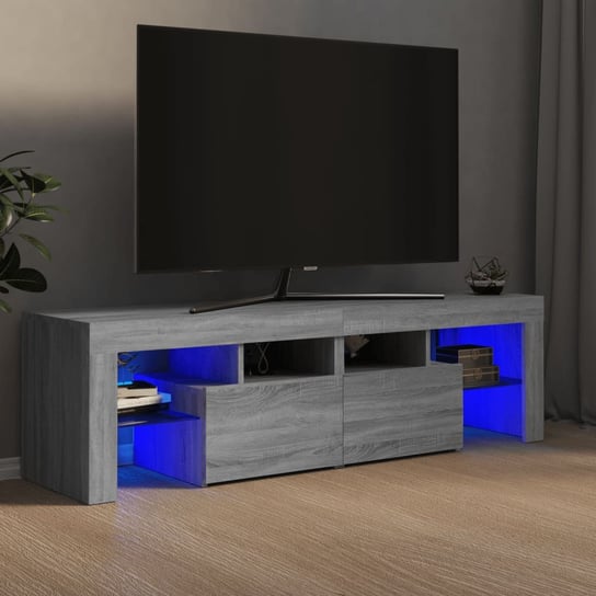 vidaXL Szafka TV z oświetleniem LED, szary dąb sonoma, 140x36,5x40 cm vidaXL