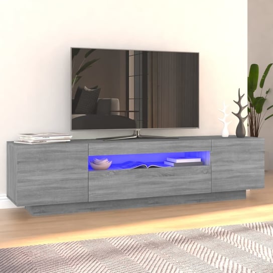 vidaXL Szafka TV z oświetleniem LED, szary dąb sonoma, 160x35x40 cm vidaXL
