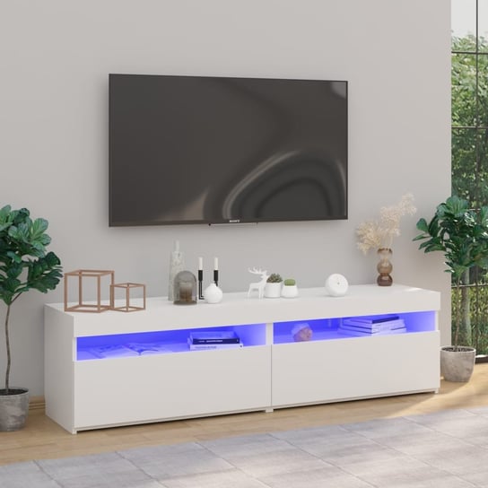 vidaXL Szafki pod TV z LED, 2 szt., białe, wysoki połysk, 75x35x40 cm vidaXL