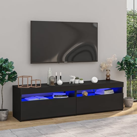 vidaXL Szafki pod TV z oświetleniem LED, 2 szt., czarne, 75x35x40 cm vidaXL