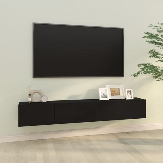 vidaXL Szafki ścienne pod TV, 2 szt., czarne, 100x30x30 cm vidaXL