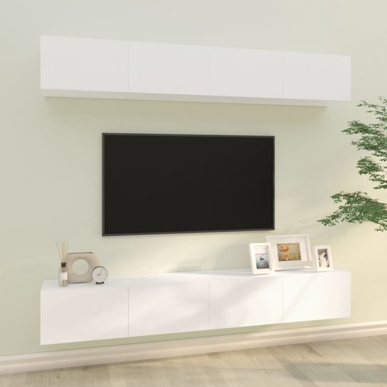 vidaXL Szafki ścienne pod TV, 4 szt., białe, 100x30x30 cm vidaXL