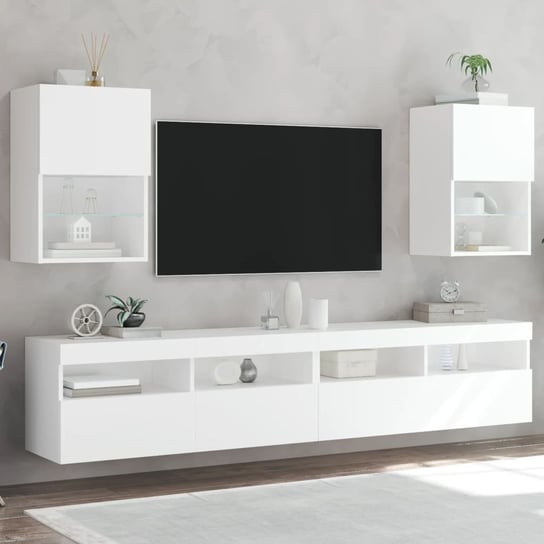 vidaXL Szafki TV, z LED, 2 szt., białe, 40,5x30x60 cm vidaXL