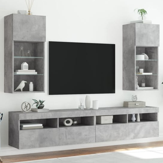 vidaXL Szafki TV, z LED, 2 szt., szarość betonu, 40,5x30x90 cm vidaXL