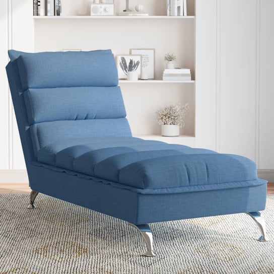 vidaXL Szezlong z poduszkami, niebieski, tapicerowany tkaniną vidaXL