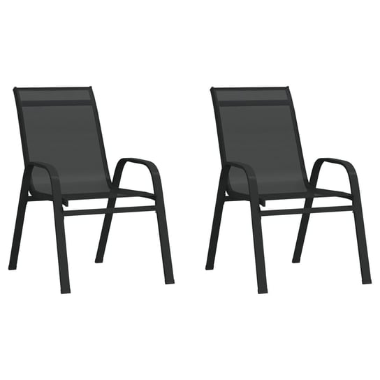 Vidaxl Sztaplowane Krzesła Ogrodowe, 2 Szt., Czarne Tworzywo Textilene vidaXL