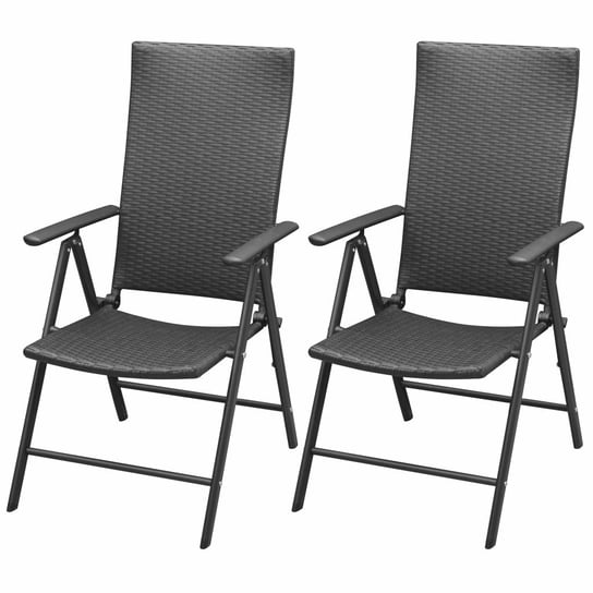 vidaXL Sztaplowane krzesła ogrodowe, 2 szt., polirattan, czarne vidaXL