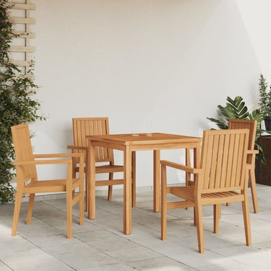 vidaXL Sztaplowane krzesła ogrodowe, 4 szt., 56,5x57,5x91 cm, tekowe vidaXL