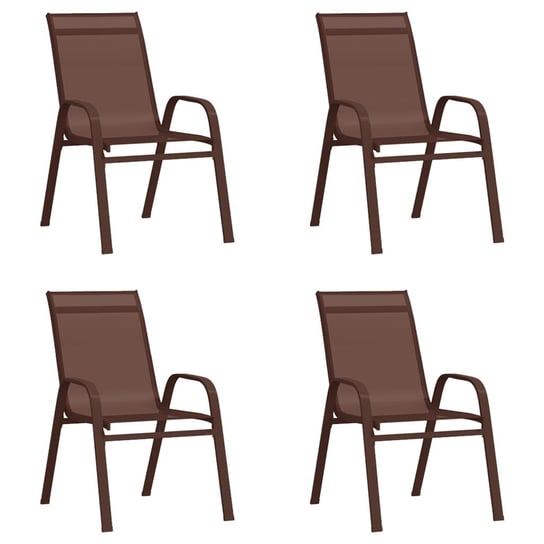 vidaXL Sztaplowane krzesła ogrodowe, 4 szt., brąz, tworzywo textilene vidaXL