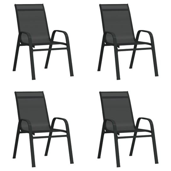 vidaXL Sztaplowane krzesła ogrodowe, 4 szt., czarne tworzywo textilene vidaXL