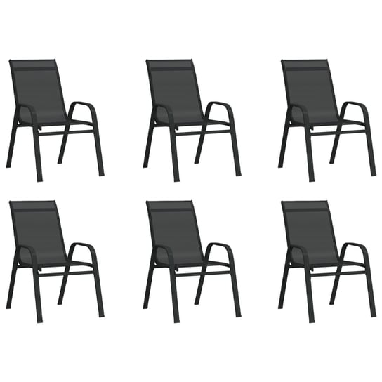 vidaXL Sztaplowane krzesła ogrodowe, 6 szt., czarne tworzywo textilene vidaXL