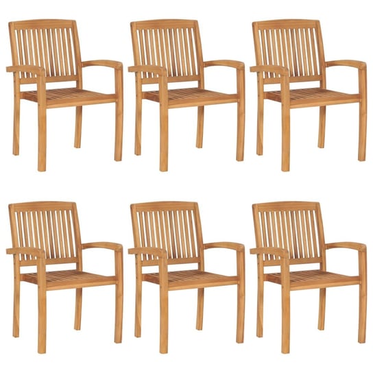 vidaXL, Sztaplowane krzesła ogrodowe, 6 szt., lite drewno tekowe vidaXL