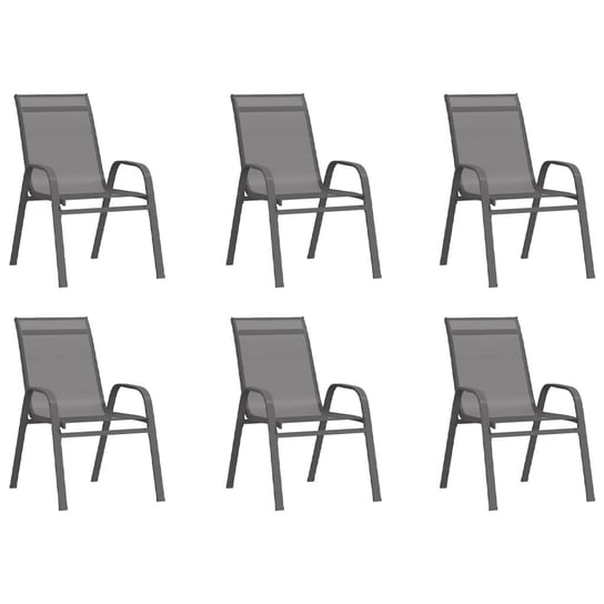 vidaXL Sztaplowane krzesła ogrodowe, 6 szt., szare, tworzywo textilene vidaXL