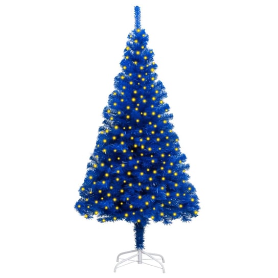 vidaXL Sztuczna choinka z lampkami i stojakiem, niebieska, 210 cm, PVC vidaXL