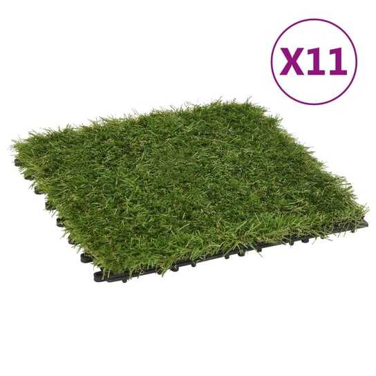 vidaXL, Sztuczna trawa w płytkach, 11 szt., zielona, 30x30 cm vidaXL