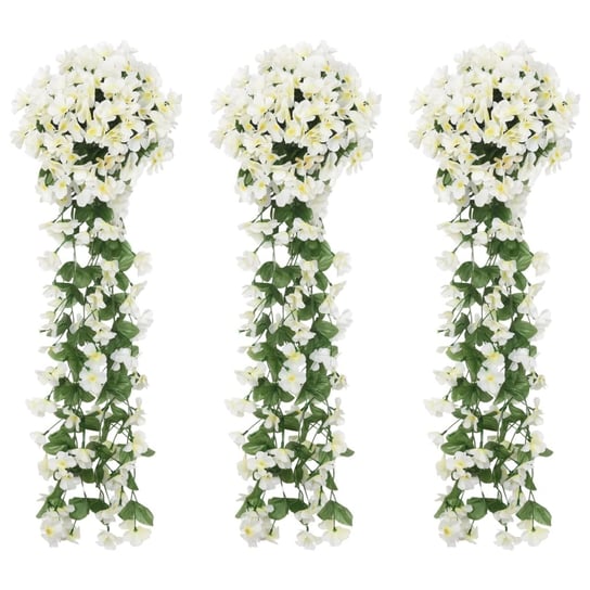 vidaXL Sztuczne girlandy kwiatowe, 3 szt., białe, 85 cm vidaXL