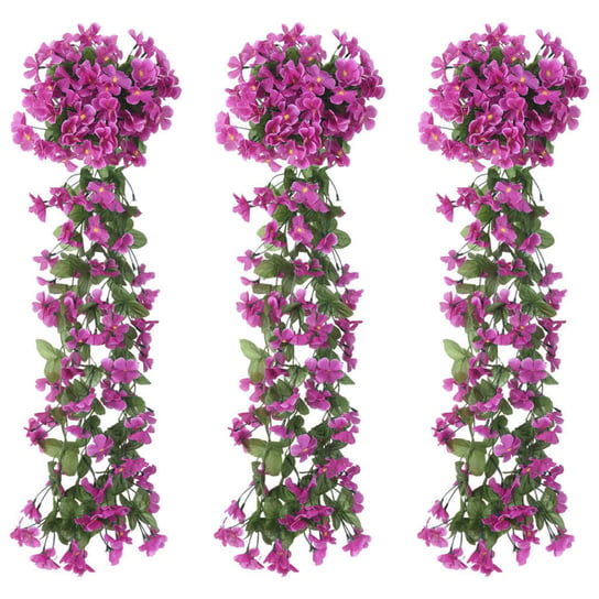 vidaXL Sztuczne girlandy kwiatowe, 3 szt., jasny fiolet, 85 cm vidaXL