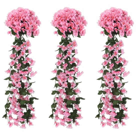 vidaXL Sztuczne girlandy kwiatowe, 3 szt., różowe, 85 cm vidaXL
