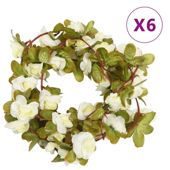 vidaXL Sztuczne girlandy kwiatowe, 6 szt., białe, 250 cm vidaXL