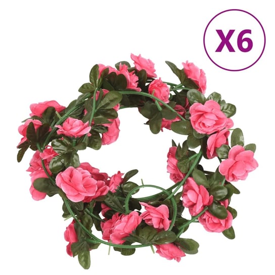 vidaXL Sztuczne girlandy kwiatowe, 6 szt., czerwień różana, 240 cm vidaXL