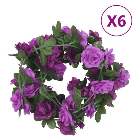 vidaXL Sztuczne girlandy kwiatowe, 6 szt., jasny fiolet, 240 cm vidaXL