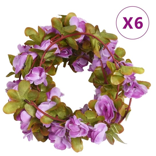 vidaXL Sztuczne girlandy kwiatowe, 6 szt., jasny fiolet, 250 cm vidaXL