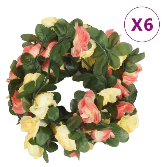vidaXL Sztuczne girlandy kwiatowe, 6 szt., słoneczna czerwień, 250 cm vidaXL