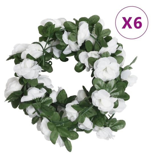 vidaXL Sztuczne girlandy kwiatowe, 6 szt., wiosenna biel, 250 cm vidaXL