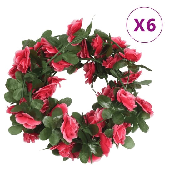 vidaXL Sztuczne girlandy kwiatowe, 6 szt, wiosenny czerwony róż, 250cm vidaXL