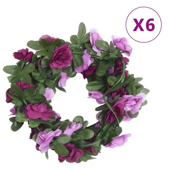 vidaXL Sztuczne girlandy kwiatowe, 6 szt., wiosenny jasny fiolet vidaXL